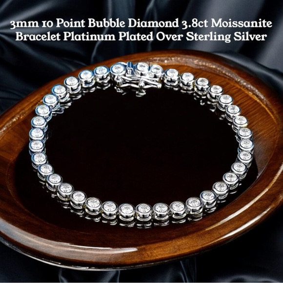 Round Bubble Moissainites Tennis Bracelet Sterling Silver...